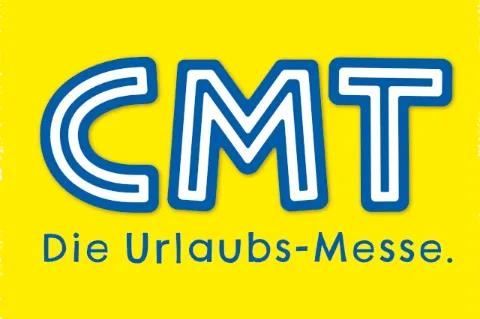 Auf gelben Hintergrund steht in weißer Schrift die Bezeichnung CMT Die Urlaubsmesse.