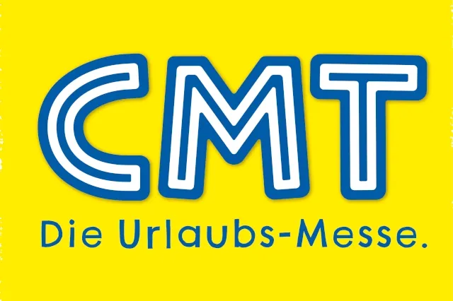 Auf gelben Hintergrund steht in weißer Schrift die Bezeichnung CMT Die Urlaubsmesse.