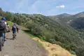Mountainbiker auf einem Bergpfad.