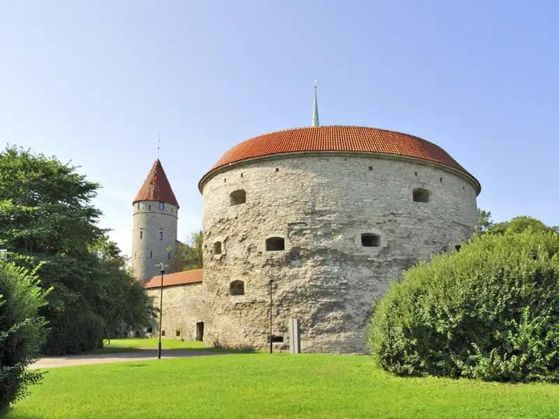 Historische Stadtmauer und der Turm Kiek in de Kök in Tallinn, Estland.