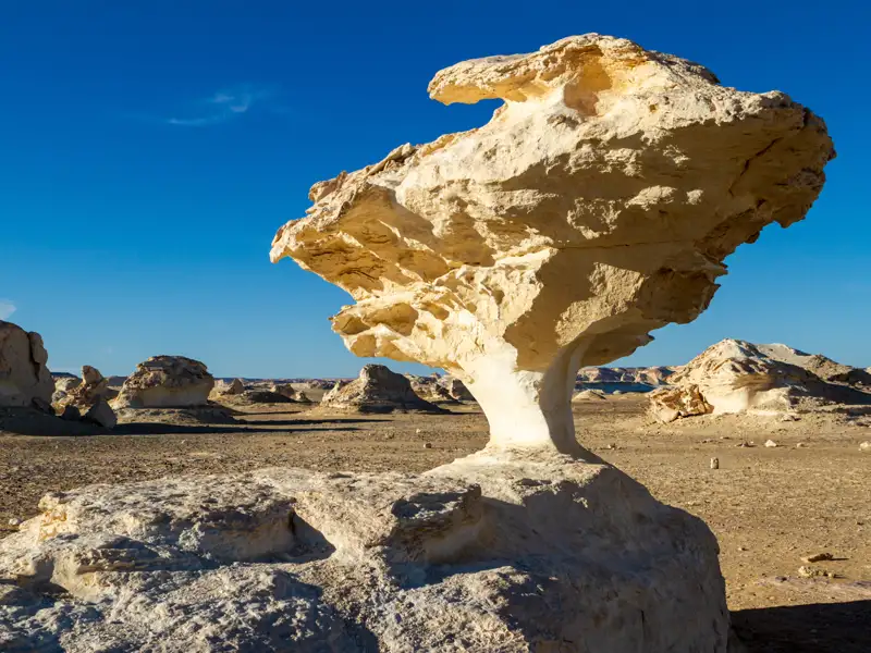 Eine Kalksteinformation in der Wüste, geformt durch natürliche Erosion.