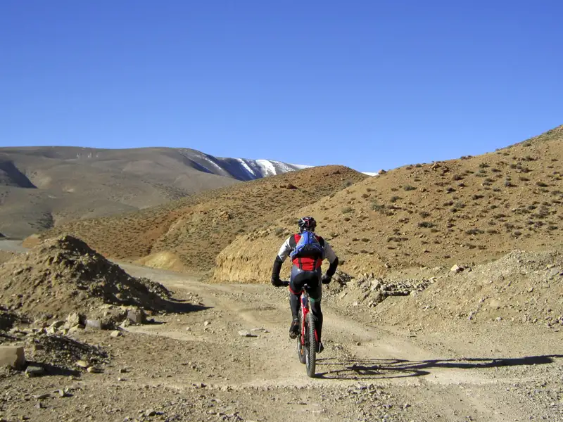 Mountainbiker auf einer Bergstrecke