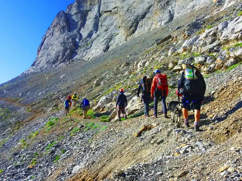 Wandergruppe auf einem Bergpfad