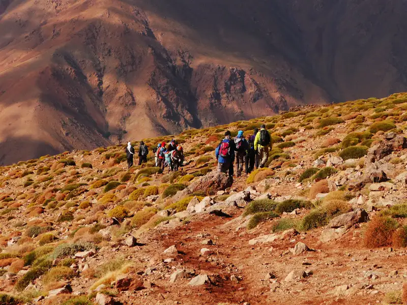 Wanderer auf einem Bergpfad.